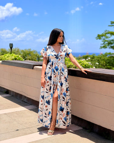 #Color_Blue/Rust Floral