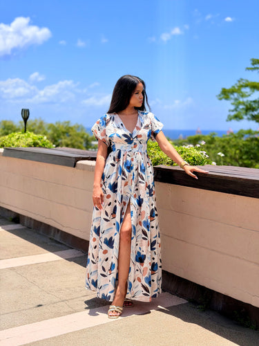 #Color_Blue/Rust Floral