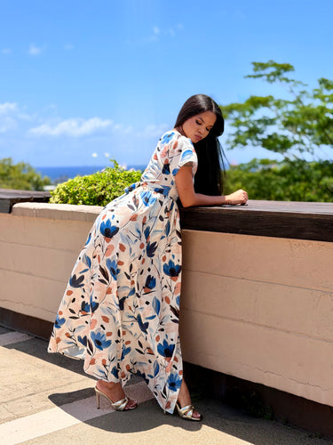 #Color_Blue/Rust Floral